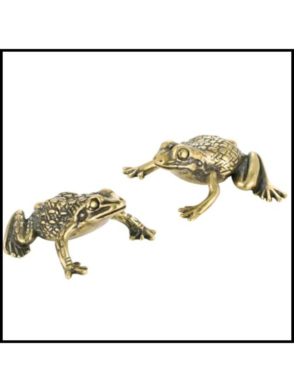 2pc Brass Frog Figurines Zen Meditation Shelf Decor Statues